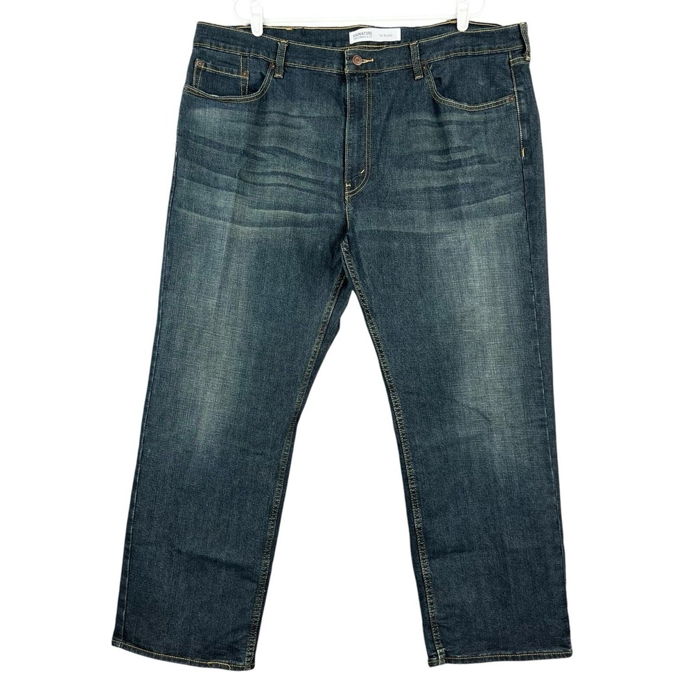 Signature by Levi Strauss Men's Blue Denim Jeans 42x30 S61 Relaxed Fit Straight